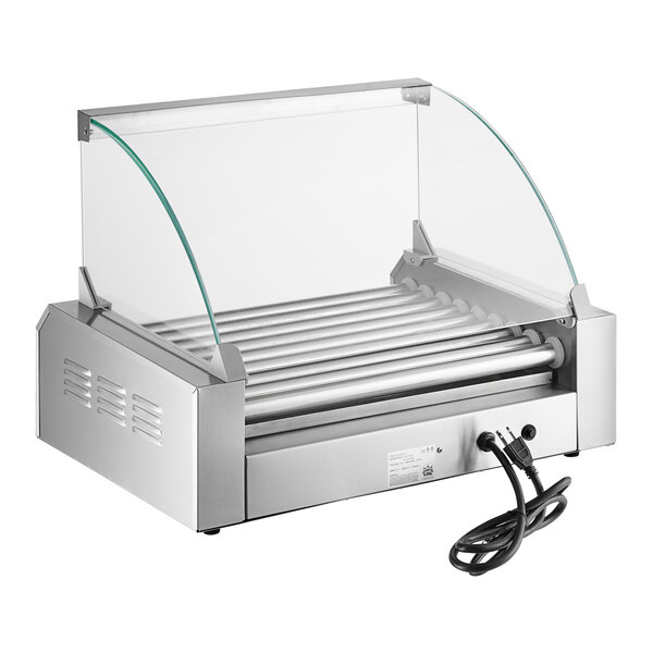 2492012 Carnival King HDRG18 18-Hot Dog Roller Grill with Sneeze Guard - 120V