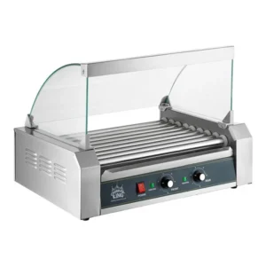 Carnival King HDRG18 18-Hot Dog Roller Grill with Sneeze Guard - 120V