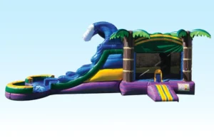 Dual Lane WAVE PALM Bounce House with Two Slides Wet/Dry (35L 13W 15T)